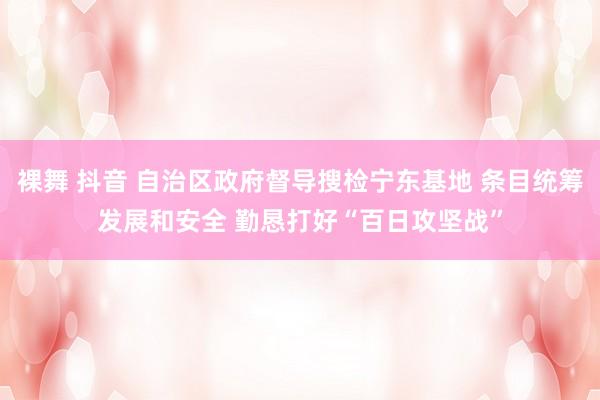 裸舞 抖音 自治区政府督导搜检宁东基地 条目统筹发展和安全 勤恳打好“百日攻坚战”