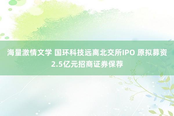 海量激情文学 国环科技远离北交所IPO 原拟募资2.5亿元招商证券保荐