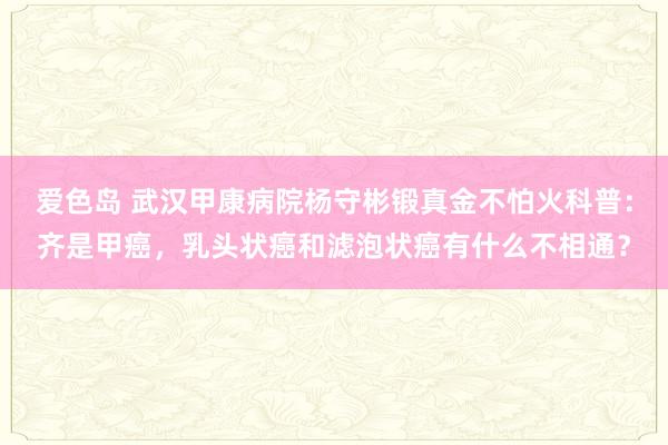 爱色岛 武汉甲康病院杨守彬锻真金不怕火科普：齐是甲癌，乳头状癌和滤泡状癌有什么不相通？