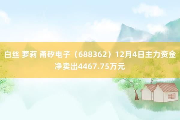 白丝 萝莉 甬矽电子（688362）12月4日主力资金净卖出4467.75万元