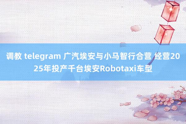 调教 telegram 广汽埃安与小马智行合营 经营2025年投产千台埃安Robotaxi车型