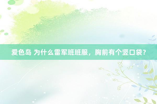 爱色岛 为什么雷军班班服，胸前有个竖口袋？