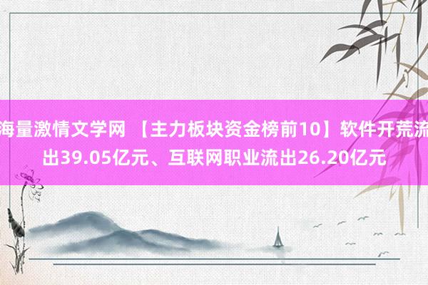 海量激情文学网 【主力板块资金榜前10】软件开荒流出39.05亿元、互联网职业流出26.20亿元