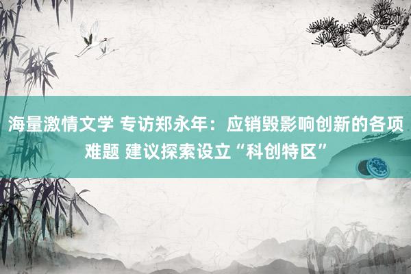 海量激情文学 专访郑永年：应销毁影响创新的各项难题 建议探索设立“科创特区”