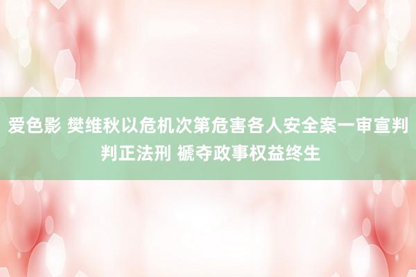 爱色影 樊维秋以危机次第危害各人安全案一审宣判 判正法刑 褫夺政事权益终生