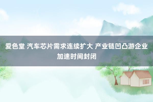 爱色堂 汽车芯片需求连续扩大 产业链凹凸游企业加速时间封闭
