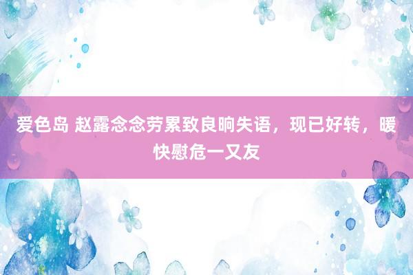 爱色岛 赵露念念劳累致良晌失语，现已好转，暖快慰危一又友