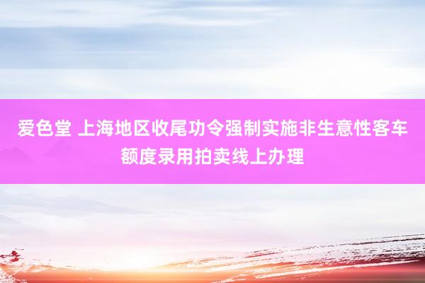 爱色堂 上海地区收尾功令强制实施非生意性客车额度录用拍卖线上办理