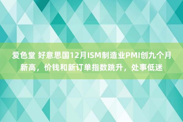 爱色堂 好意思国12月ISM制造业PMI创九个月新高，价钱和新订单指数跳升，处事低迷