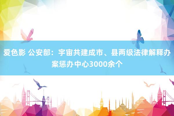 爱色影 公安部：宇宙共建成市、县两级法律解释办案惩办中心3000余个
