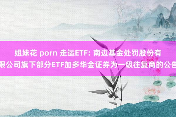 姐妹花 porn 走运ETF: 南边基金处罚股份有限公司旗下部分ETF加多华金证券为一级往复商的公告