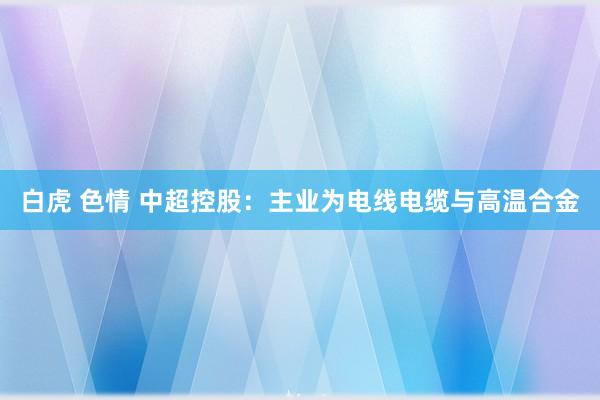 白虎 色情 中超控股：主业为电线电缆与高温合金