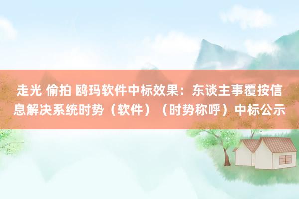 走光 偷拍 鸥玛软件中标效果：东谈主事覆按信息解决系统时势（软件）（时势称呼）中标公示
