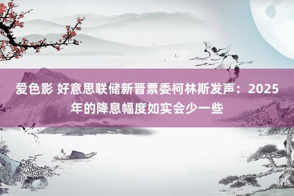 爱色影 好意思联储新晋票委柯林斯发声：2025年的降息幅度如实会少一些