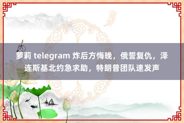 萝莉 telegram 炸后方悔晚，俄誓复仇，泽连斯基北约急求助，特朗普团队速发声