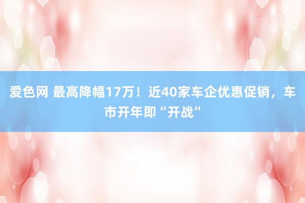 爱色网 最高降幅17万！近40家车企优惠促销，车市开年即“开战”