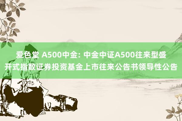 爱色堂 A500中金: 中金中证A500往来型盛开式指数证券投资基金上市往来公告书领导性公告