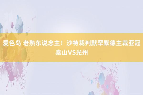 爱色岛 老熟东说念主！沙特裁判默罕默德主裁亚冠泰山VS光州