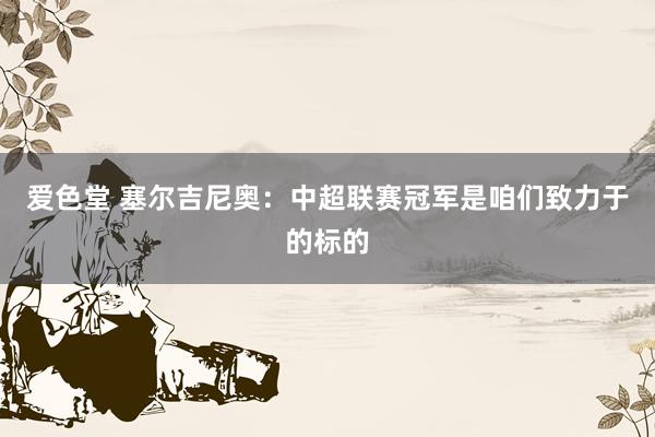 爱色堂 塞尔吉尼奥：中超联赛冠军是咱们致力于的标的
