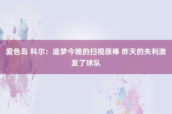 爱色岛 科尔：追梦今晚的扫视很棒 昨天的失利激发了球队