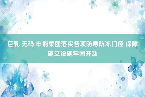 巨乳 无码 申能集团落实各项防寒防冻门径 保障确立设施牢固开动