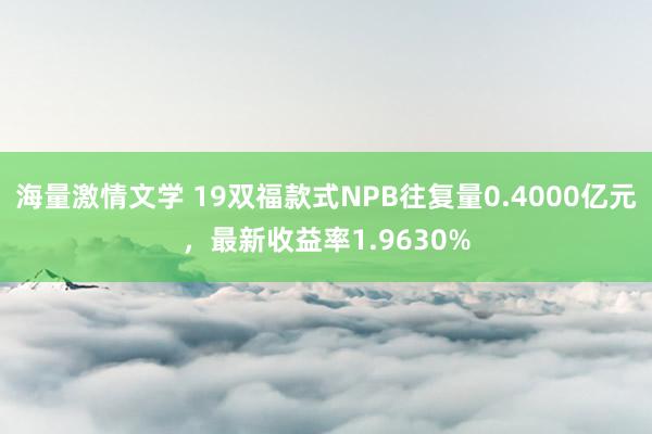 海量激情文学 19双福款式NPB往复量0.4000亿元，最新收益率1.9630%