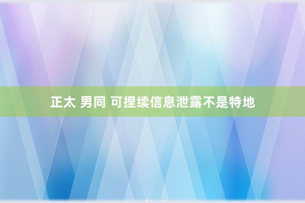 正太 男同 可捏续信息泄露不是特地