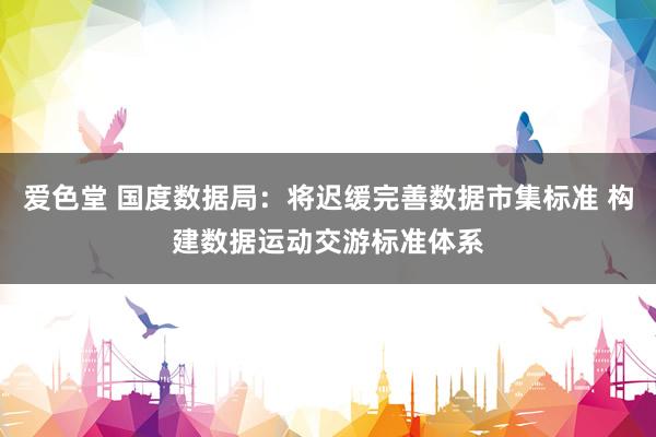 爱色堂 国度数据局：将迟缓完善数据市集标准 构建数据运动交游标准体系