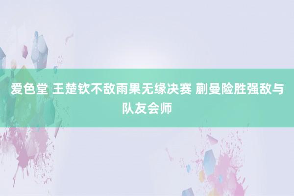 爱色堂 王楚钦不敌雨果无缘决赛 蒯曼险胜强敌与队友会师