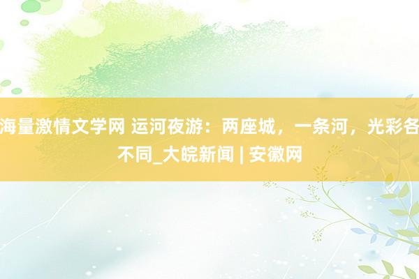 海量激情文学网 运河夜游：两座城，一条河，光彩各不同_大皖新闻 | 安徽网