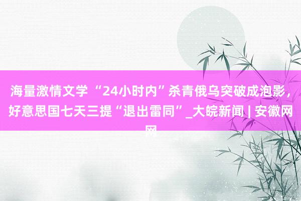 海量激情文学 “24小时内”杀青俄乌突破成泡影，好意思国七天三提“退出雷同”_大皖新闻 | 安徽网