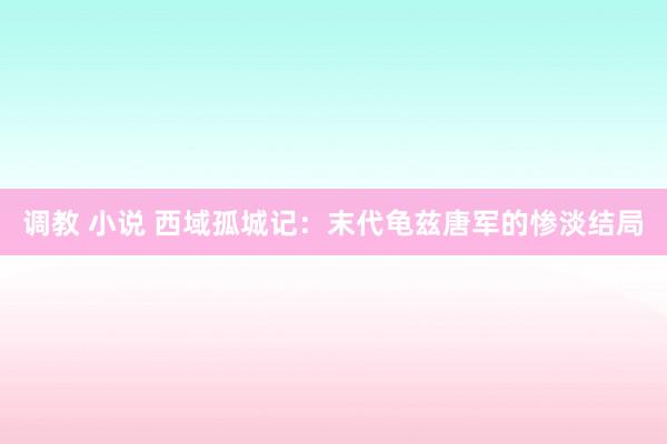 调教 小说 西域孤城记：末代龟兹唐军的惨淡结局