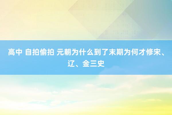 高中 自拍偷拍 元朝为什么到了末期为何才修宋、辽、金三史