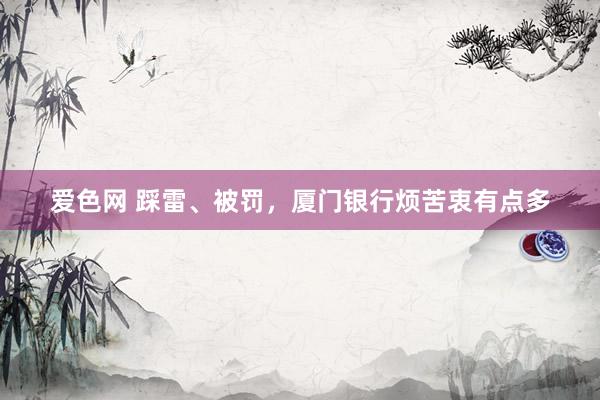 爱色网 踩雷、被罚，厦门银行烦苦衷有点多
