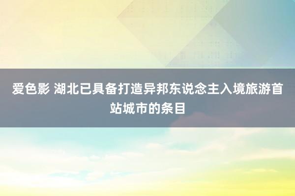 爱色影 湖北已具备打造异邦东说念主入境旅游首站城市的条目